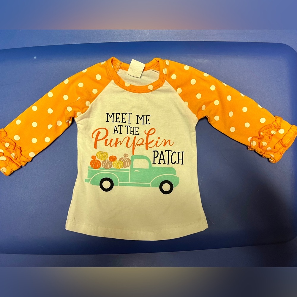 Pumpkin patch shirt with ruffles size 9 months